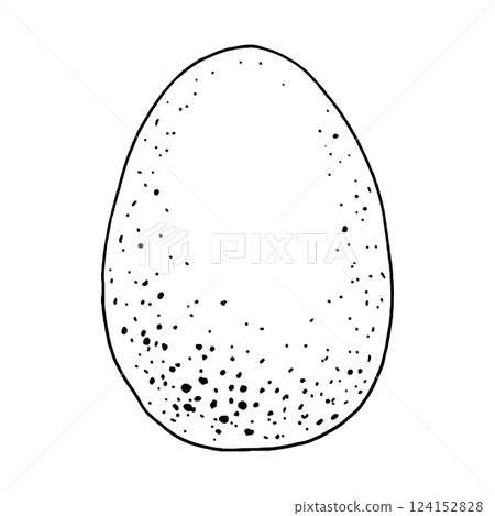 Monochrome illustration of a decorative Easter egg, wild or farm bird egg. Perfect for holiday greeting cards, packaging, spring designs, craft projects, holiday decor, invitations, scrapbooking 124152828