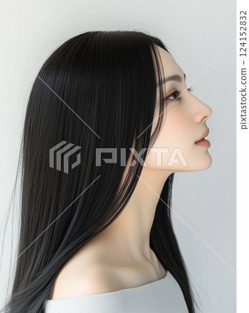 頭髮很長直的女人垂直圖像護髮圖像 124152832