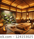 A modern Japanese relaxation space | A salon interior with a calming atmosphere 124153025