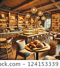 Natural cafe interior illustration (warm atmosphere) 124153339