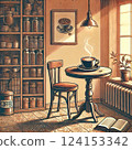 Natural cafe interior illustration (warm atmosphere) 124153342