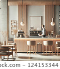 Natural cafe interior illustration (warm atmosphere) 124153344