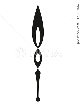Clock pointer arrow. Black silhouette chronometer element. Clock arm. Watch hands, isolated time pointer. Vector cartoon illustration 124153667