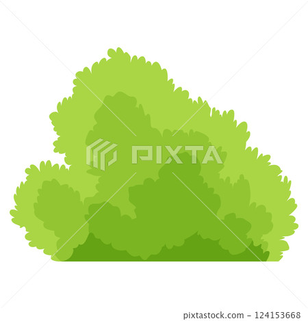 Bush icon. Cartoon forest or park shrubbery. Summer nature cartoon object isolated on white. Landscape scene create element. Vector cartoon illustration 124153668