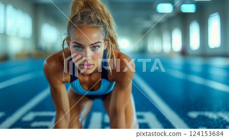 奔跑者 運動員 跑道 124153684