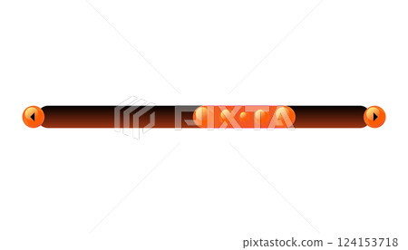 Scroll bar slider. UI horizontal slider. Multicolor modern UI element. Buttons with adjustable knobs for controlling audio or video. Vector illustration of intuitive design element 124153718