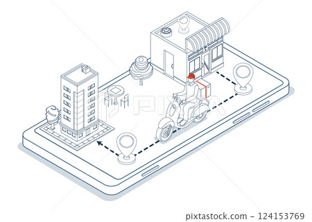 Online scooter delivery service, fast, mobile-tracked parcel delivery for e-commerce, with GPS-guided riders. Online scooter delivery service, fast, mobile-tracked parcel delivery for e-commerce, with GPS-guided riders. 124153769