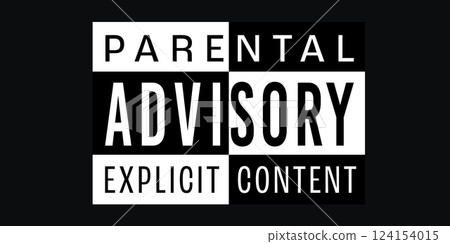 Classic Black and White Parental Advisory Warning Label Splited In Half 124154015