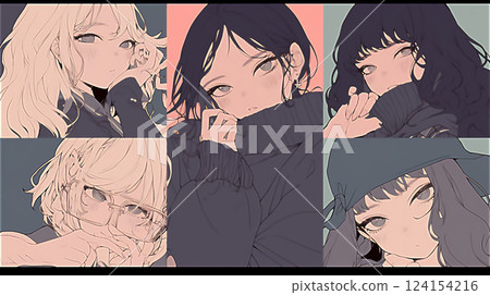 High school girl illustration set 124154216