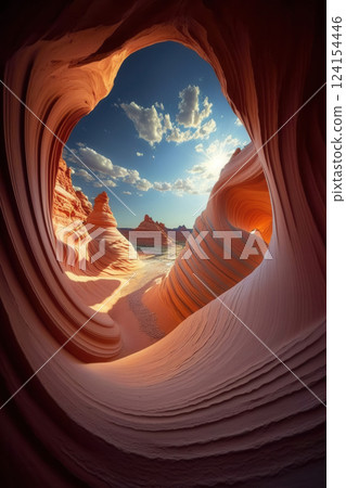 AI generated Sunlight shining through sandstone formations at the wave, arizona AI generated Sunlight shining through sandstone formations at the wave, arizona 124154446