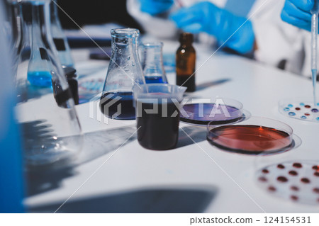 Researchers working in the clinical laboratory 124154531