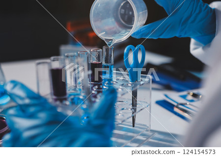 Researchers working in the clinical laboratory 124154573