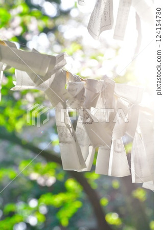 Cherry blossoms and fortune-telling slips at Otohoji Temple (Niigata Prefecture) 124154780