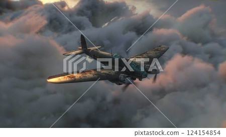 Heinkel He 111. German airliner and medium bomber. World War II. 3d rendering. 124154854