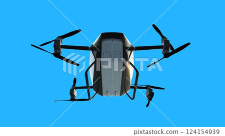 flying copter car, drone. future concept. Green screen isolate. 3d rendering. flying copter car, drone. future concept. Green screen isolate. 3d rendering. 124154939