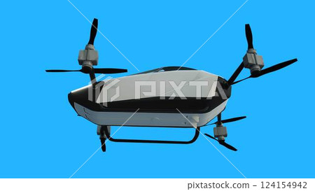 flying copter car, drone. future concept. Green screen isolate. 3d rendering. 124154942