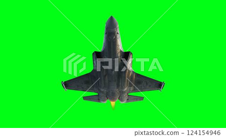 Military fighter jet F-35. green screen isolate. 3d rendering. 124154946