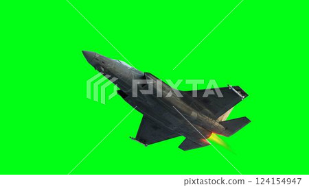 Military fighter jet F-35. green screen isolate. 3d rendering. 124154947