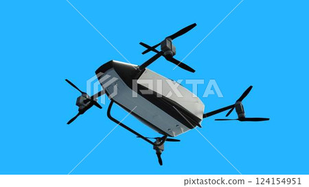 flying copter car, drone. future concept. Green screen isolate. 3d rendering. flying copter car, drone. future concept. Green screen isolate. 3d rendering. 124154951