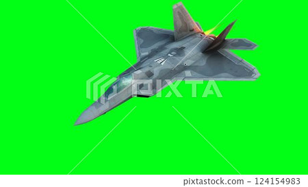 Military fighter jet F-22. green screen isolate. 3d rendering. 124154983