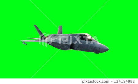 Military fighter jet F-35. green screen isolate. 3d rendering. Military fighter jet F-35. green screen isolate. 3d rendering. 124154998