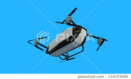 flying copter car, drone. future concept. Green screen isolate. 3d rendering. flying copter car, drone. future concept. Green screen isolate. 3d rendering. 124155006