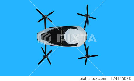 flying copter car, drone. future concept. Green screen isolate. 3d rendering. flying copter car, drone. future concept. Green screen isolate. 3d rendering. 124155028