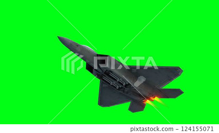 Military fighter jet F-22. green screen isolate. 3d rendering. 124155071