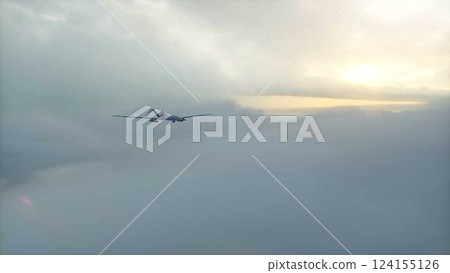 Military Predator Drone Flying over clouds. 3d rendering. Military Predator Drone Flying over clouds. 3d rendering. 124155126
