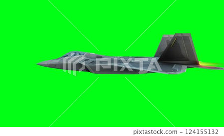 Military fighter jet F-22. green screen isolate. 3d rendering. 124155132