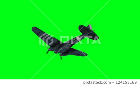 Heinkel He 111. German airliner and medium bomber. World War II. Green screen isolate. 3d rendering. 124155169
