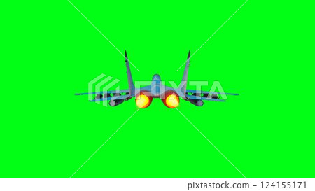 Russian military fighter jet MIG -35 flying over clouds. Air force. 124155171