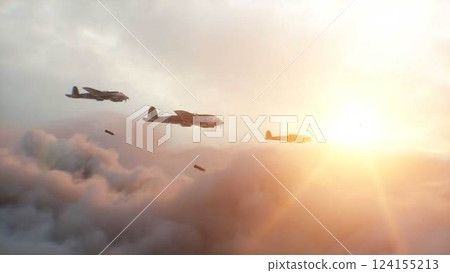 Heinkel He 111. German airliner and medium bomber. World War II. 3d rendering. 124155213