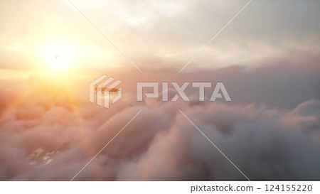 military nuclear missile fly over clouds. 3d rendering. 124155220