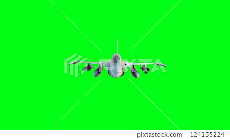 Military fighter jet F-16. green screen isolate. 3d rendering. 124155224