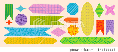 Memo stickers in various shapes and styles. 124155331