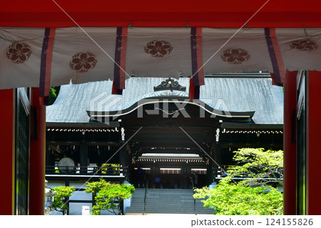 Omi Shrine, Otsu, Shiga Prefecture, worship hall seen from the tower gate 124155826