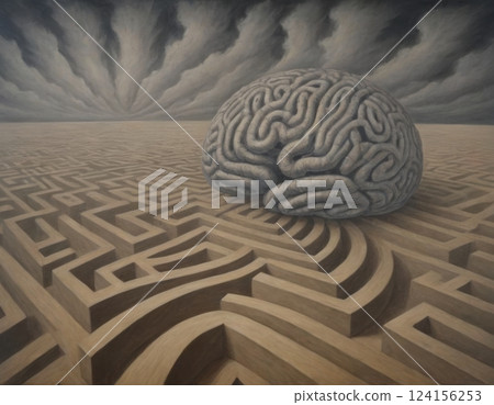 Human brain, abstract labyrinth of consciousness. 124156253