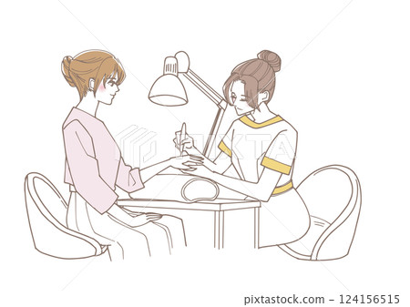一名女子在美容院接受指甲護理 124156515