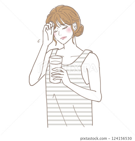Illustration of a woman who is not feeling well 124156530