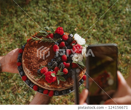 Capturing a Delicious Berry Cake in Perfect Detail 124156671