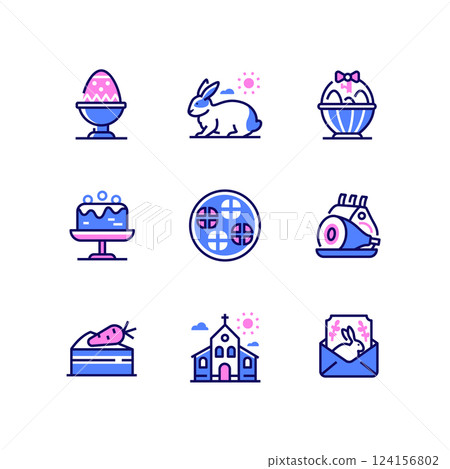 Easter - modern line design style icons set Easter - modern line design style icons set 124156802