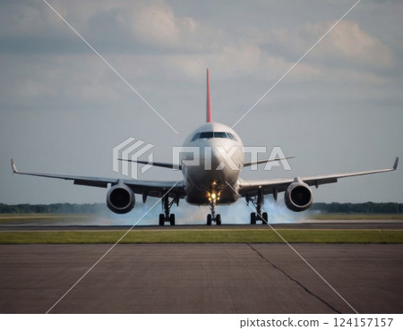 Passenger plane on the runway. 124157157
