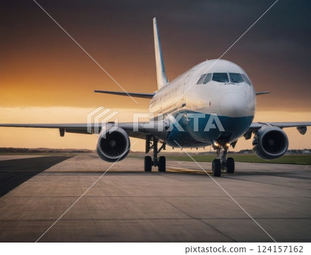 Passenger plane on the runway. Passenger plane on the runway. 124157162