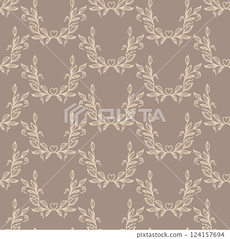 A leafy patterned fabric with a earth tone background The pattern is made up of many small vine leaves seamless pattern. A leafy patterned fabric with a earth tone background The pattern is made up of many small vine leaves seamless pattern. 124157694