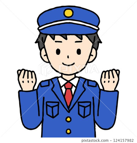 A male security guard is doing a fist pump A male security guard is doing a fist pump 124157982