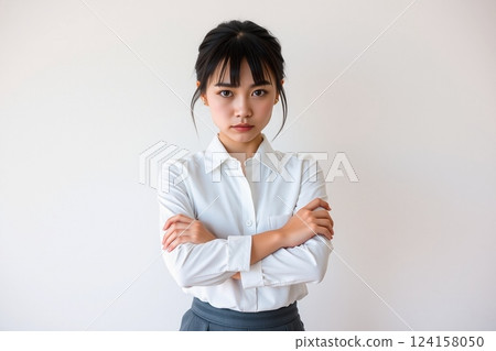 Disgruntled businesswoman with her arms crossed 124158050