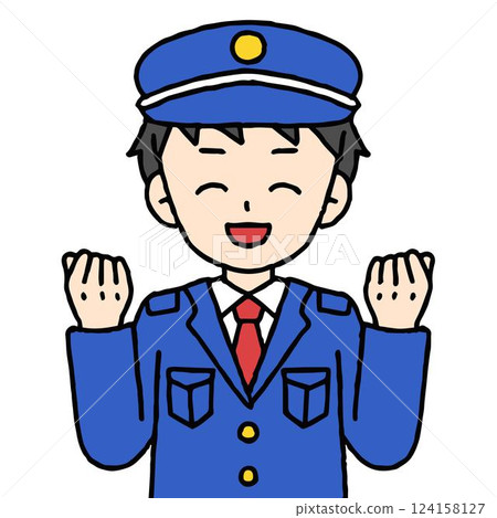 A male security guard is doing a fist pump A male security guard is doing a fist pump 124158127