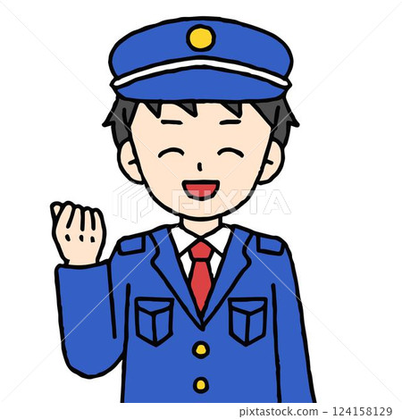 A male security guard is doing a fist pump 124158129