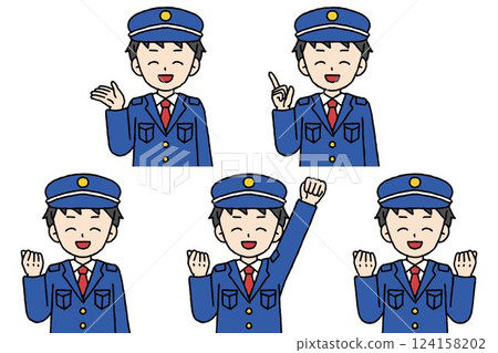 Security guard male pose set Security guard male pose set 124158202